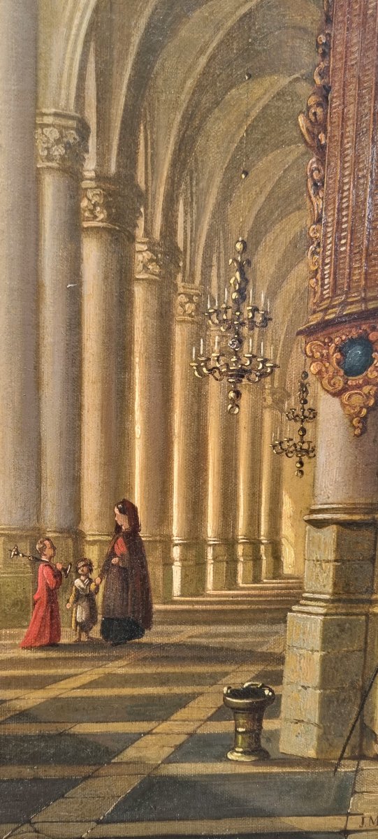 Joseph MASWIENS - Intérieur de l"église Saint Gommaire à Lierre en Belgique-photo-3