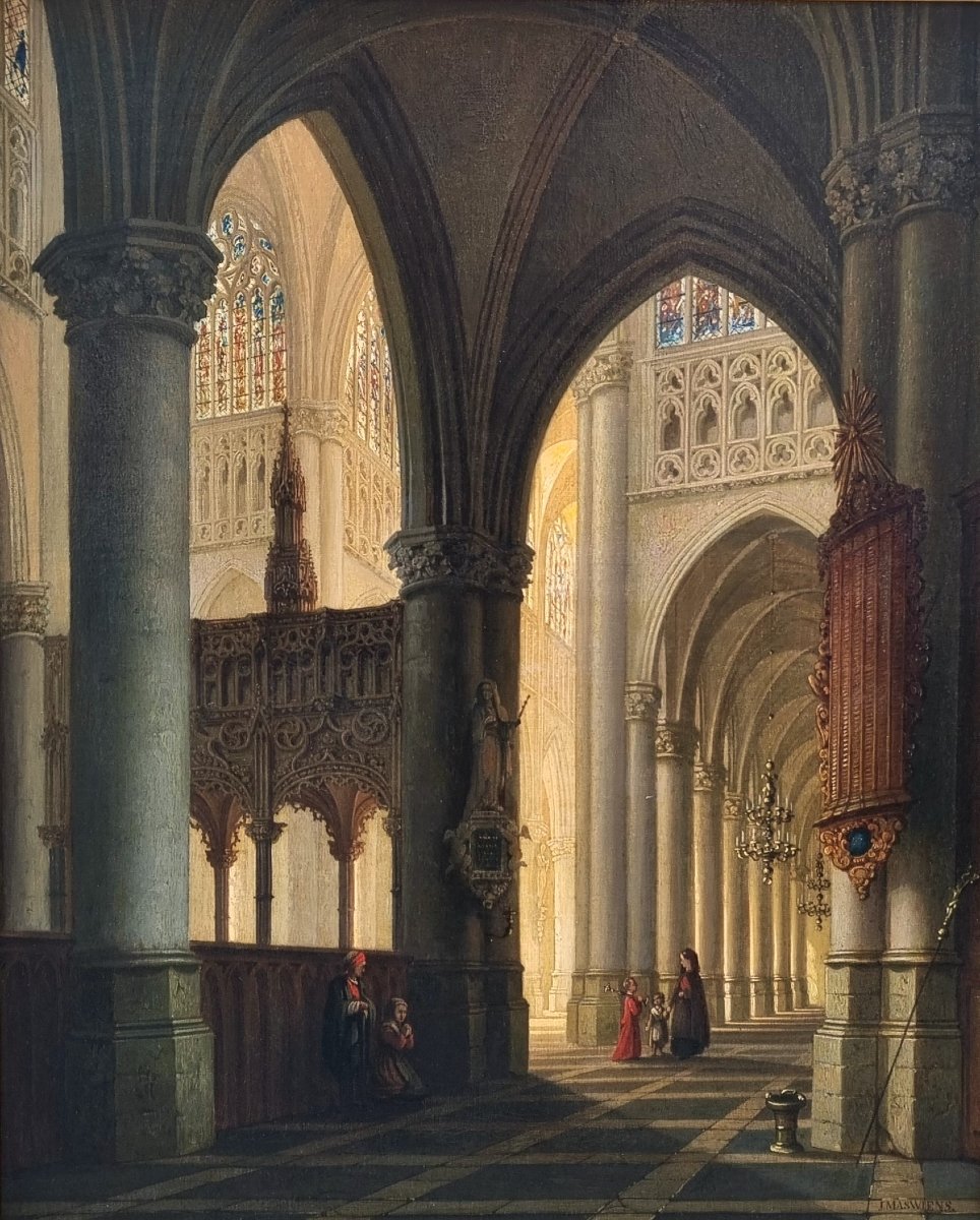 Joseph MASWIENS - Intérieur de l"église Saint Gommaire à Lierre en Belgique