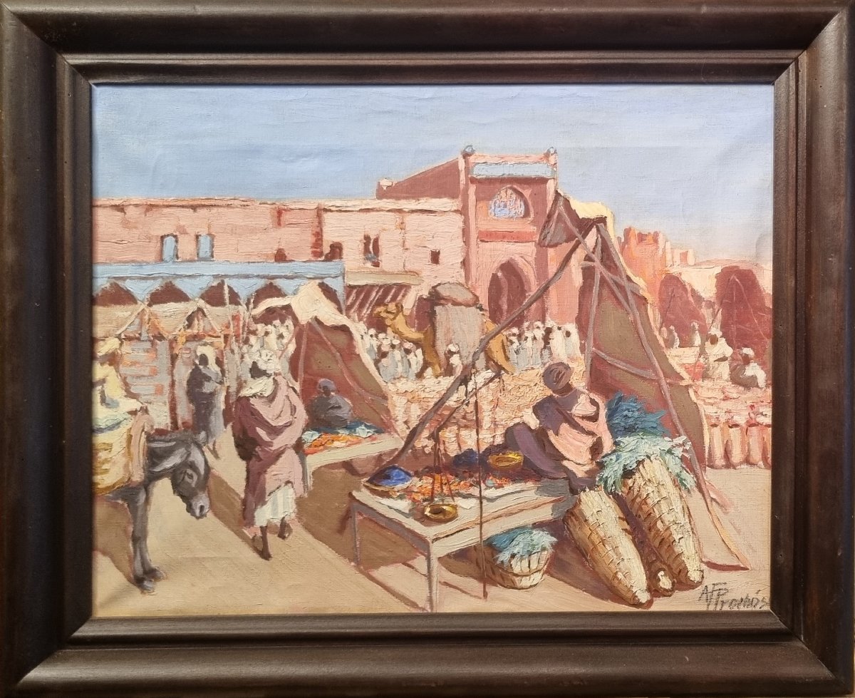 FRANCISZEK PROCHASKA - Scène de marché en Afrique du Nord-photo-2