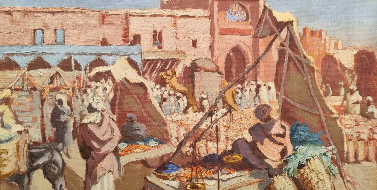 FRANCISZEK PROCHASKA - Scène de marché en Afrique du Nord-photo-4