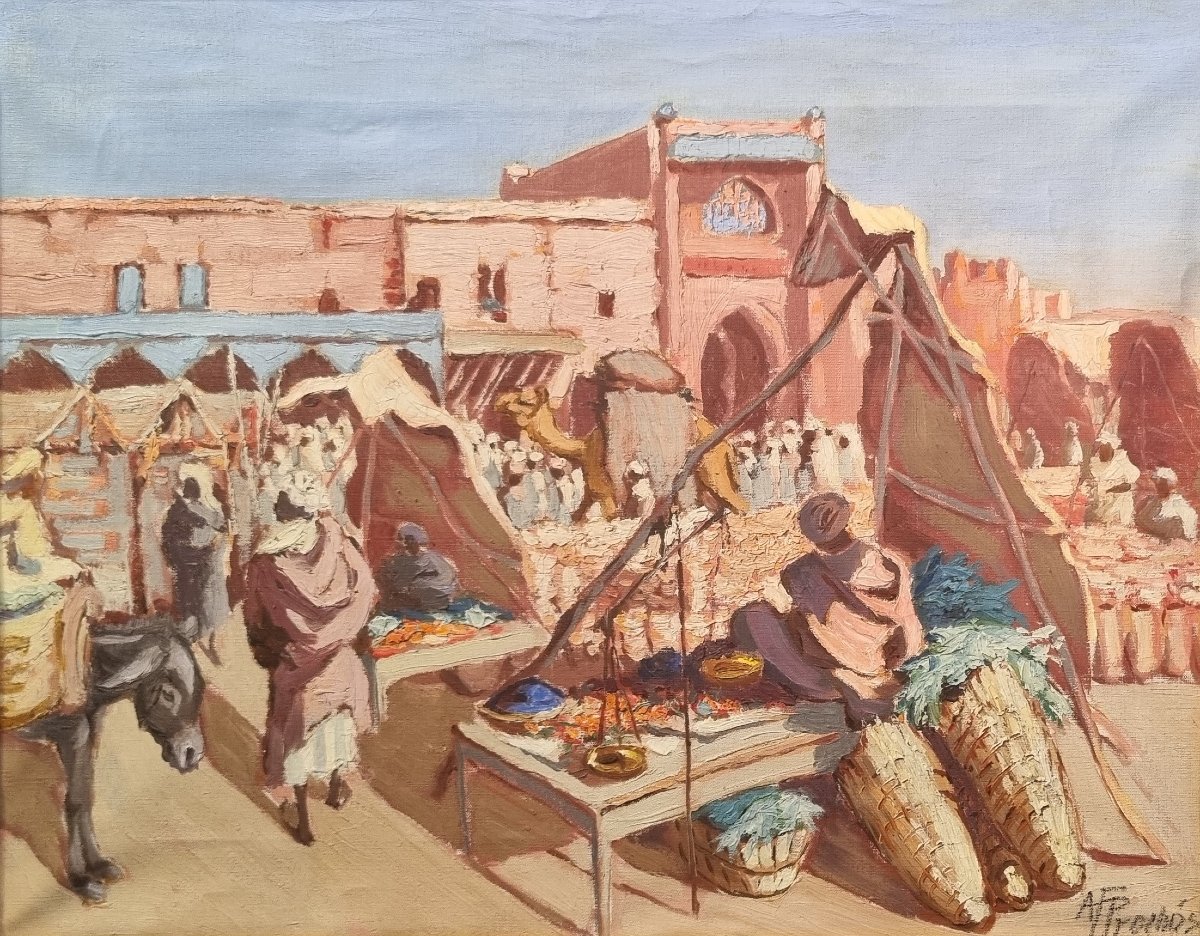 FRANCISZEK PROCHASKA - Scène de marché en Afrique du Nord