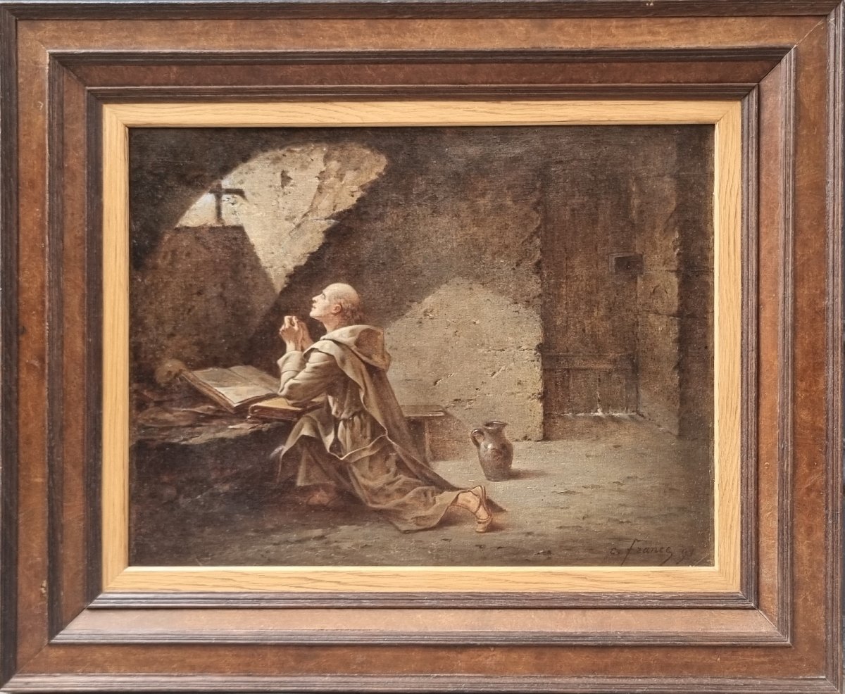 19th-century French School - Saint Bruno In Prayer-photo-2
