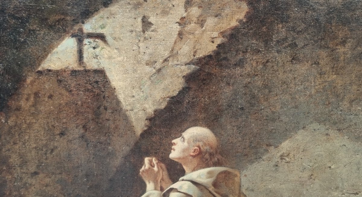 19th-century French School - Saint Bruno In Prayer-photo-4