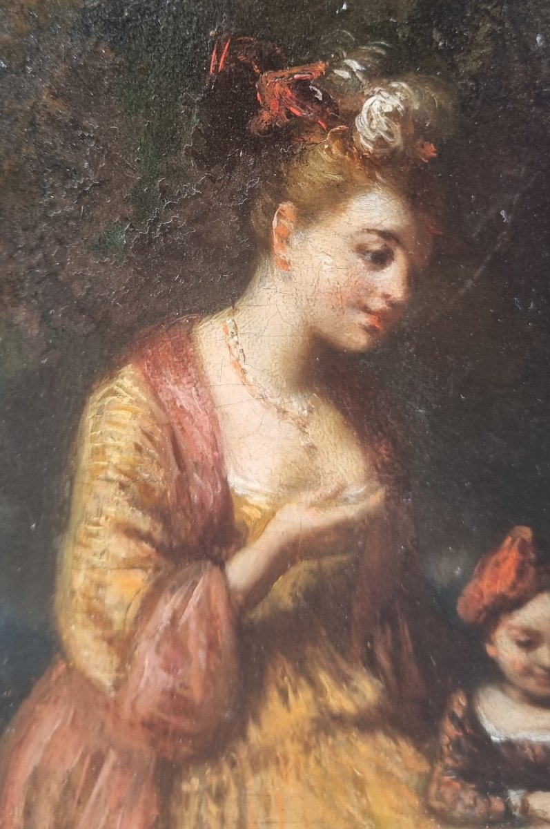 Antoine Watteau (follower Of) - The Little Family And The Dog-photo-3