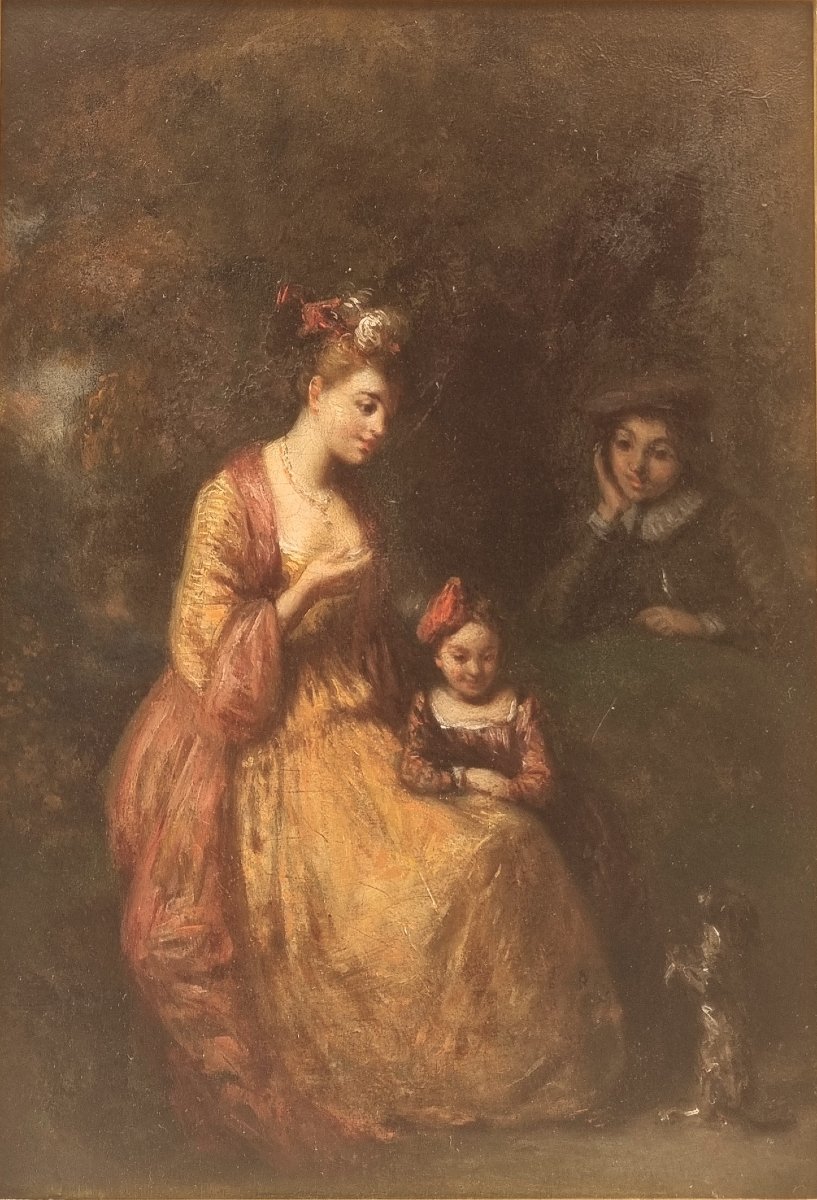 Antoine Watteau (follower Of) - The Little Family And The Dog