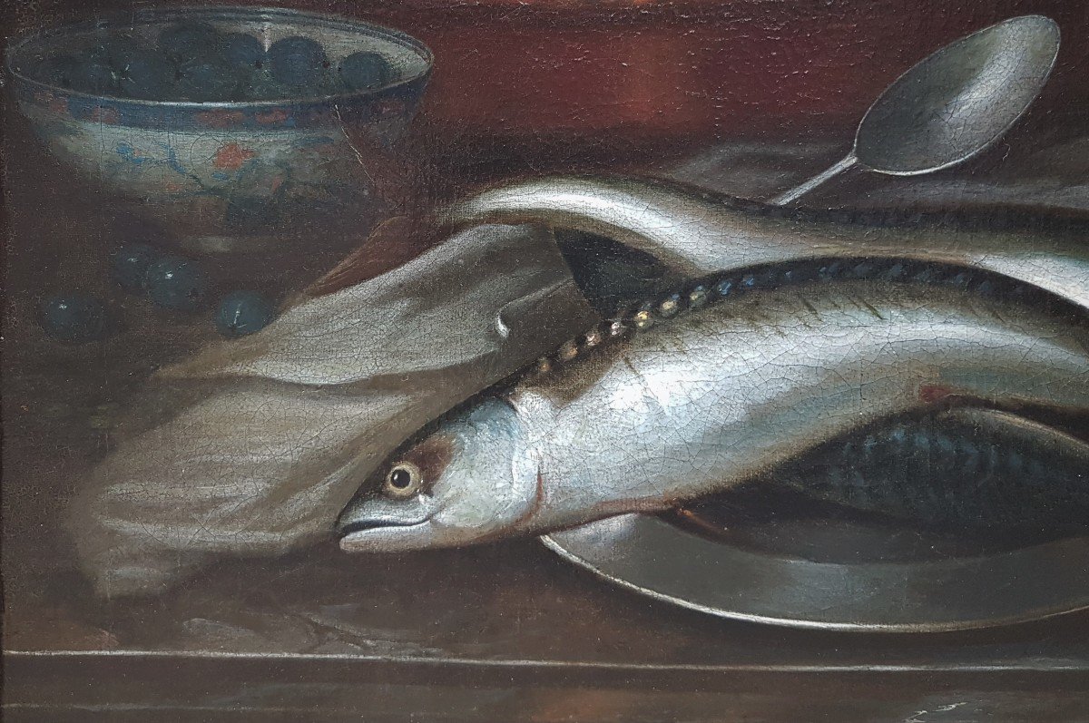 Ecole flamande du XVIIe siècle - Nature morte aux poissons-photo-4