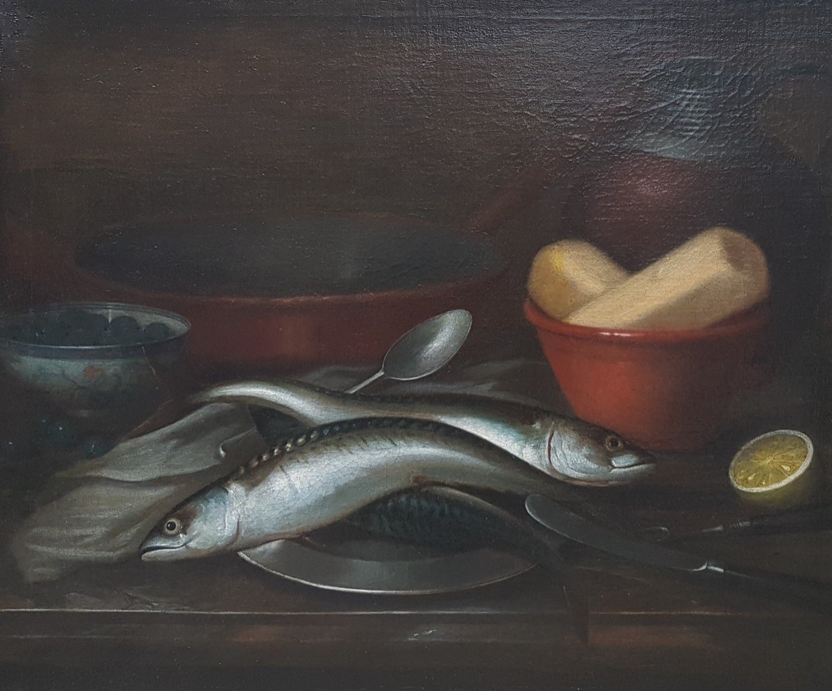 Flemish School Of The 17th Century - Still Life With Fishes-photo-2