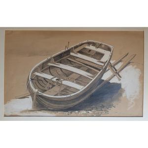 French School From The Mid-19th Century - Study Of A Boat