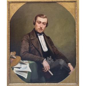Camille GASTINE - Portrait du peintre Eugène Cicéri