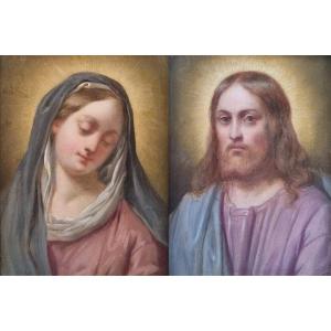 Achille LECARON - Portraits de Jésus et de sa mère la Vierge Marie