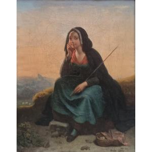 André Cholet - A Little Milkmaid From The Bordeaux Area (circa 1840)