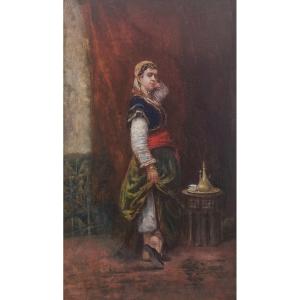 Jan Baptist HUYMANS (Attribué à) - Une femme orentiale dans son intérieur