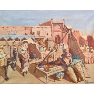 FRANCISZEK PROCHASKA - Scène de marché en Afrique du Nord