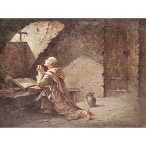 Ecole française du XIXe siècle - Saint Bruno en prière