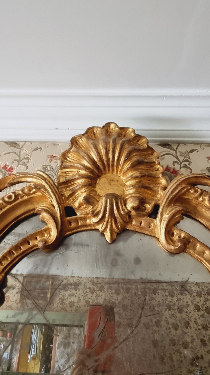 Regency Style Parclose Mirror In Wood And Golden Stucco-photo-4