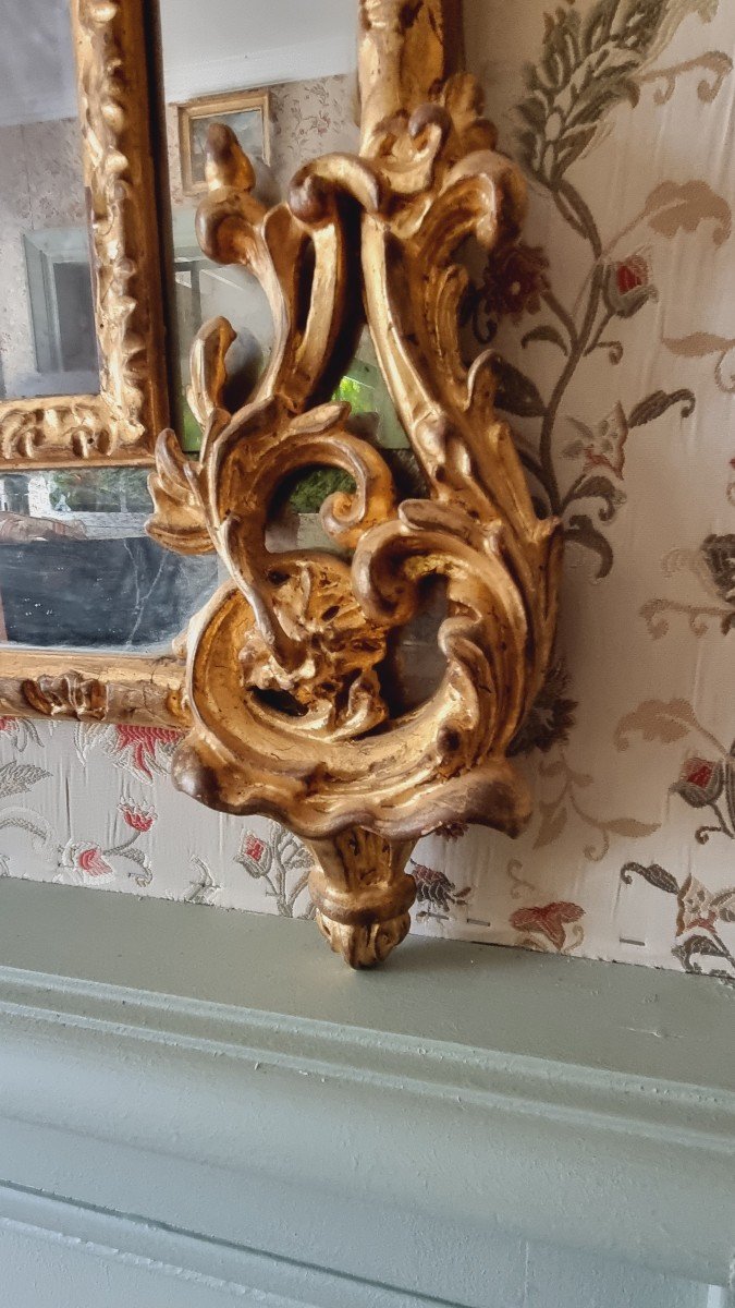 Regency Style Parclose Mirror In Wood And Golden Stucco-photo-3