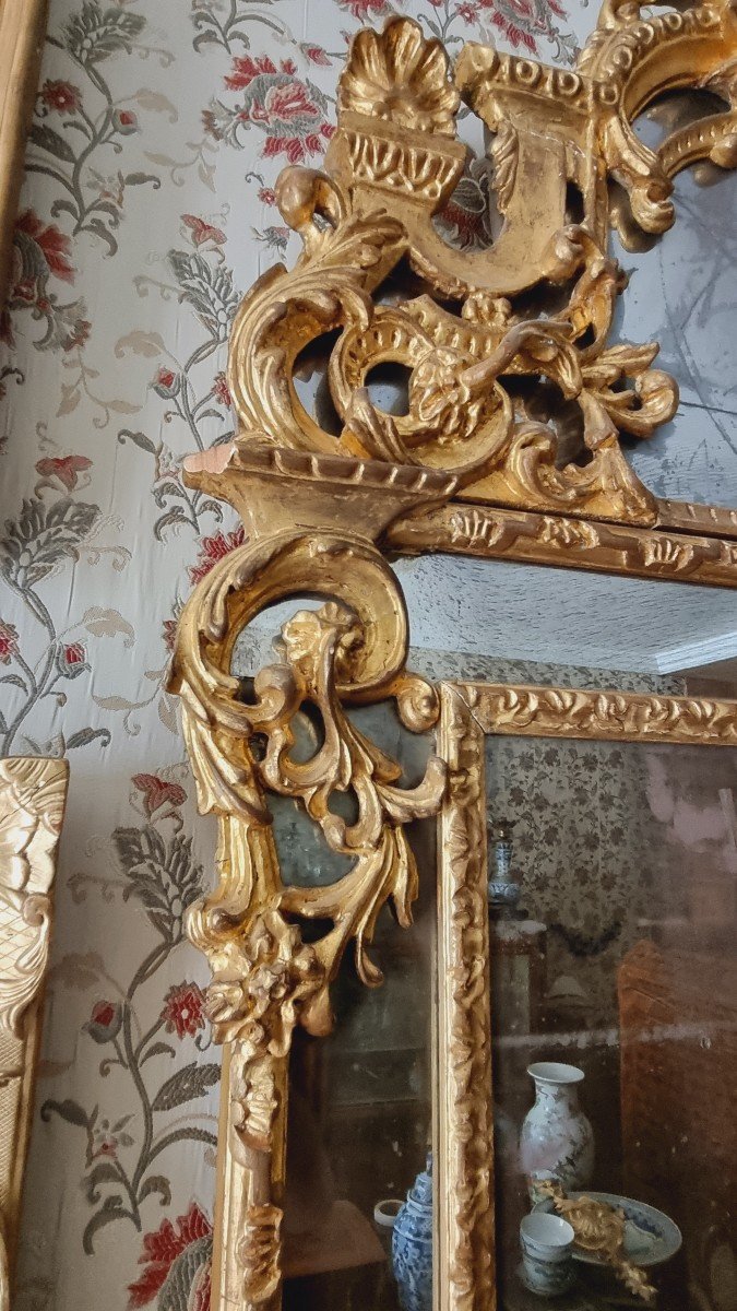 Regency Style Parclose Mirror In Wood And Golden Stucco-photo-5