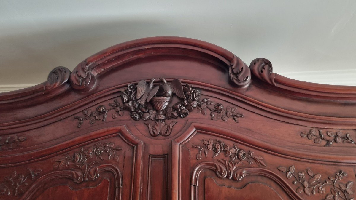 Rare Armoire De Mariage En Acajou Massif, Haute-normandie XVIIIème Siècle.-photo-1