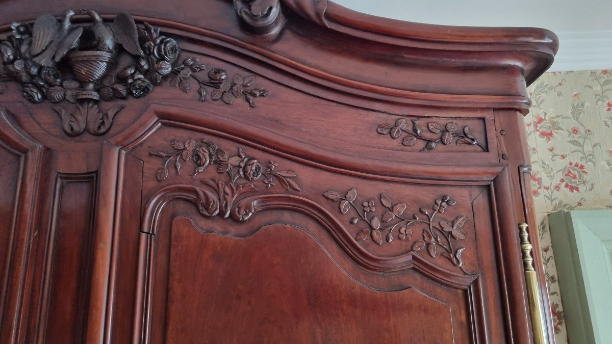 Rare Armoire De Mariage En Acajou Massif, Haute-normandie XVIIIème Siècle.-photo-2