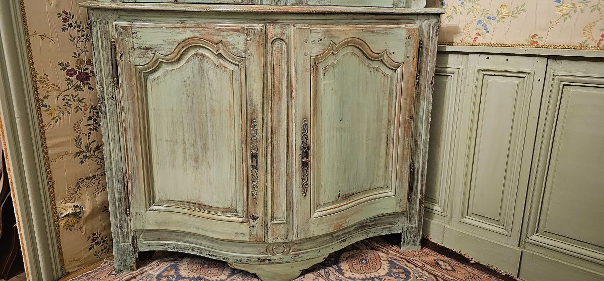 Curved Wardrobe With Two Body In Corner, Provençal Work From Louis XV Period.-photo-3