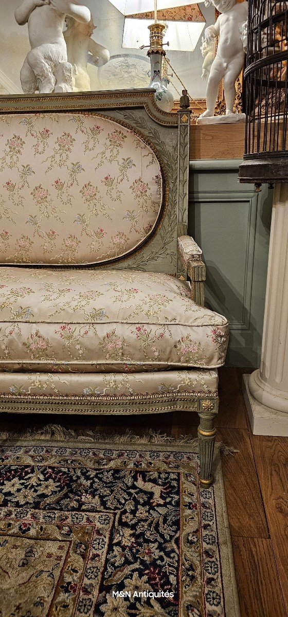 Important And Rare Sofa In Lacquered And Gilded Wood, Parisian Work From The Louis XVI Period. -photo-2