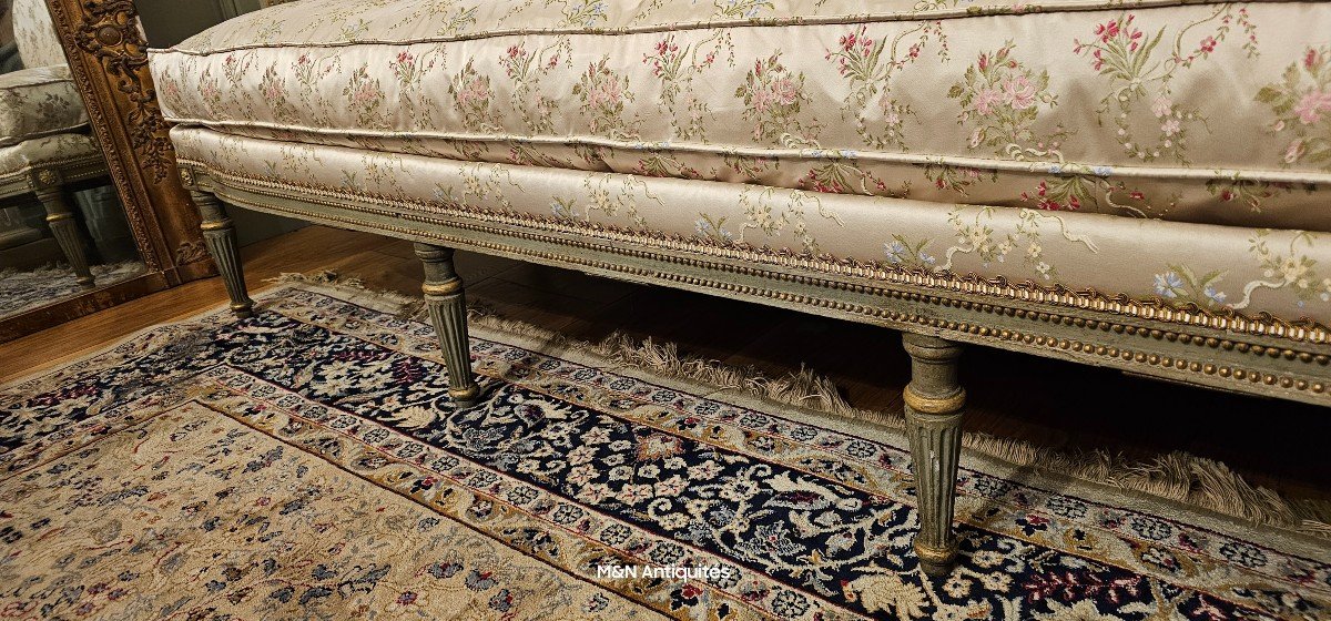 Important And Rare Sofa In Lacquered And Gilded Wood, Parisian Work From The Louis XVI Period. -photo-4