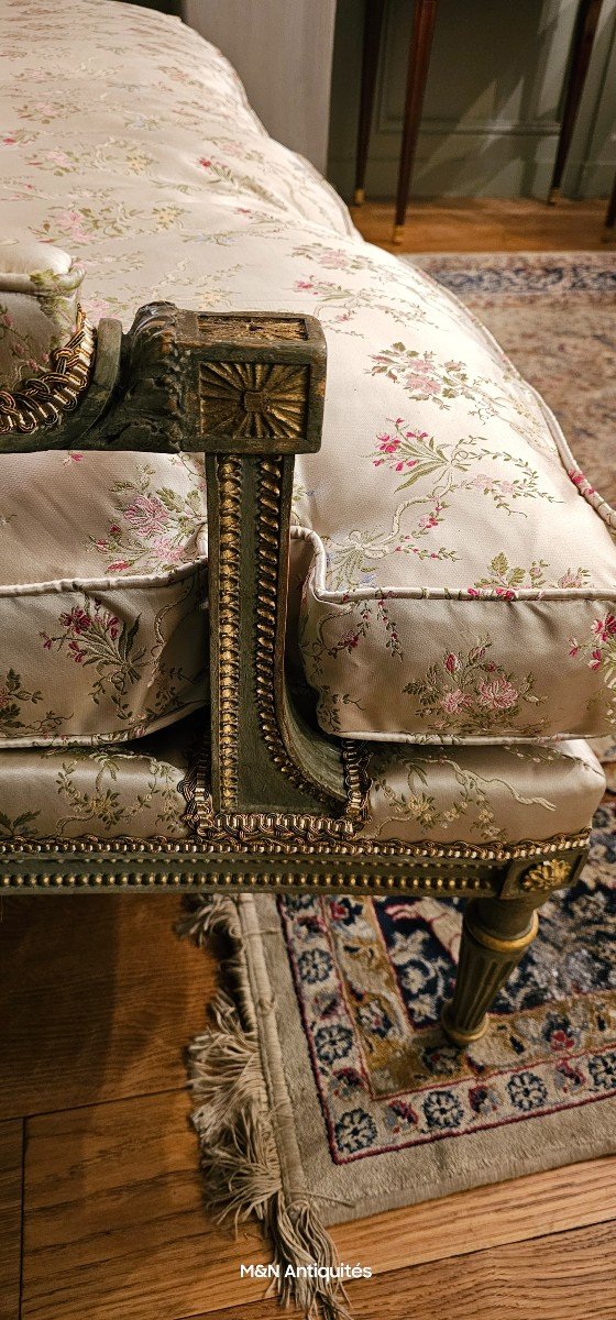 Important And Rare Sofa In Lacquered And Gilded Wood, Parisian Work From The Louis XVI Period. -photo-6