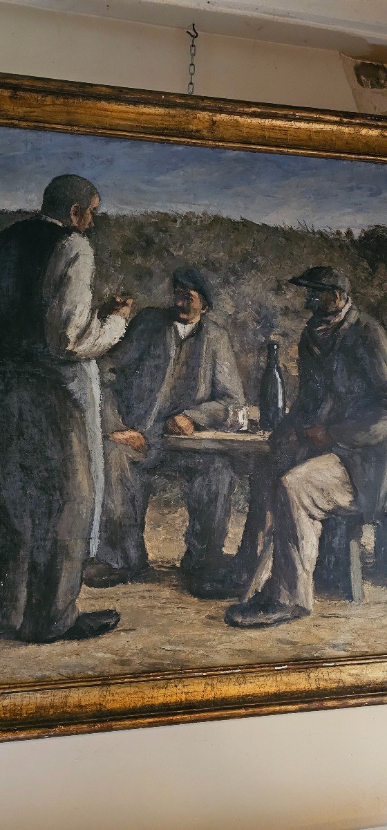 Important Oil On Canvas “le Rendez-vous” 1923 H.olive-photo-4