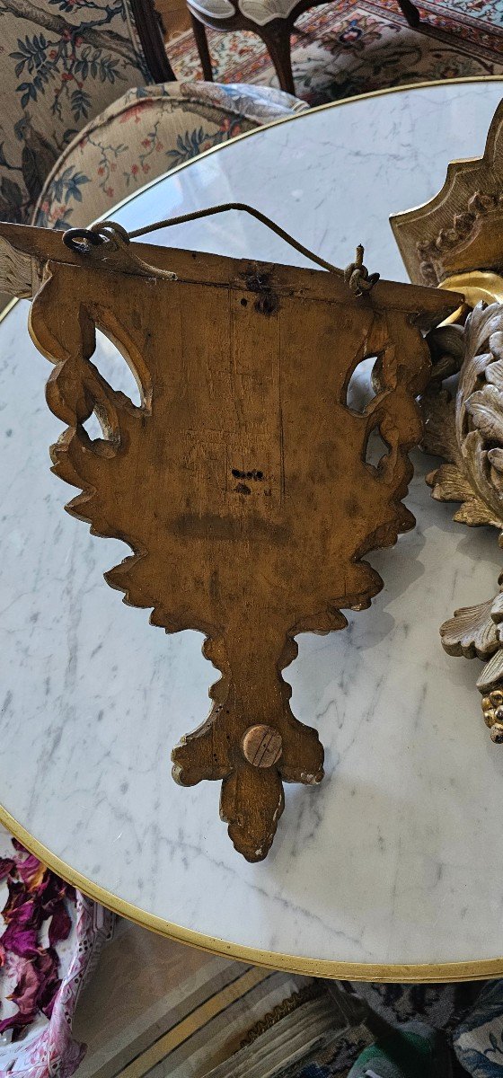 Pair Of Wall Consoles In Lacquered And Gilded Wood, 18th Century. -photo-7