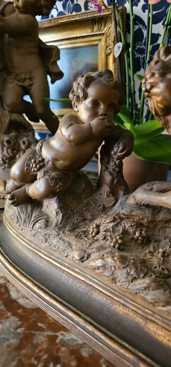 Clodion Terracotta, Children's Bacchanal With The Goat.-photo-3