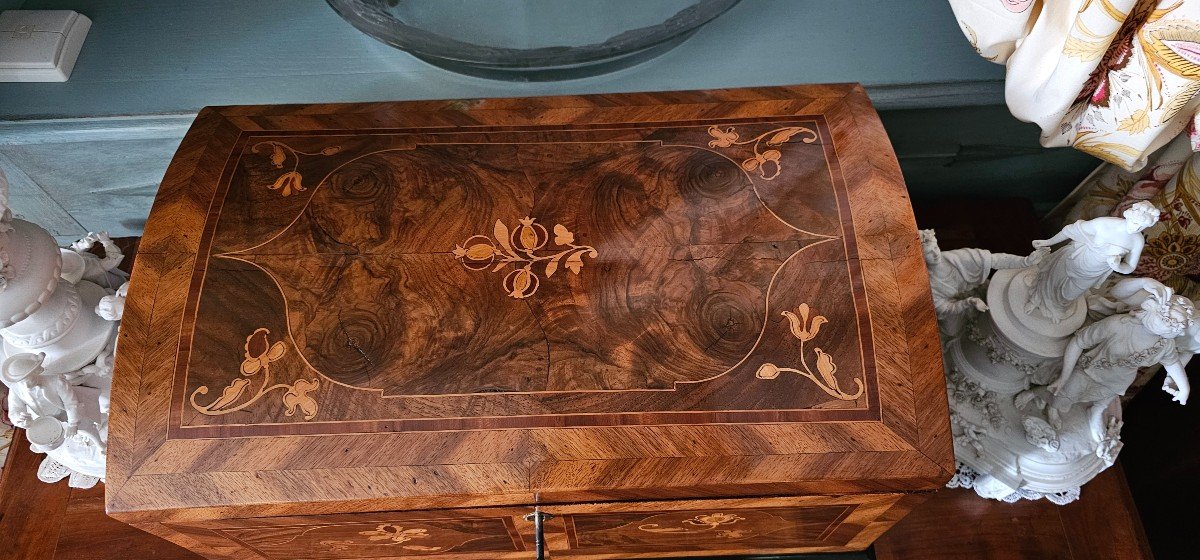 Large Box In Flower Marquetry, Rhine Valley 18th Century.-photo-2