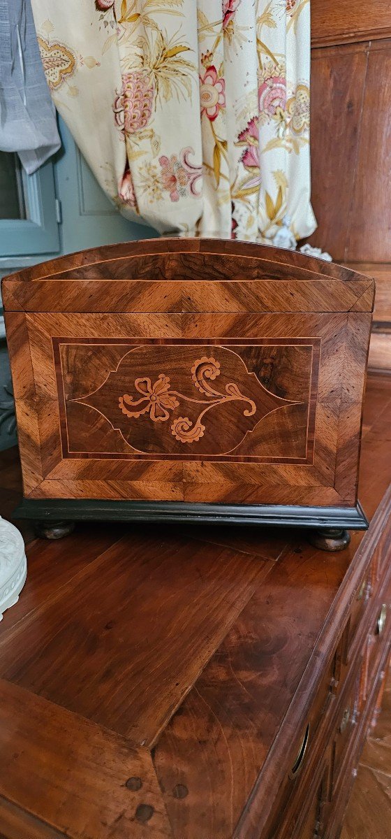 Large Box In Flower Marquetry, Rhine Valley 18th Century.-photo-3
