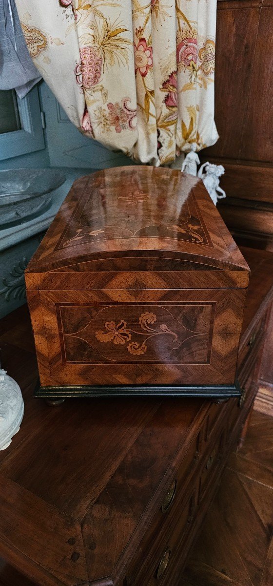 Large Box In Flower Marquetry, Rhine Valley 18th Century.-photo-6