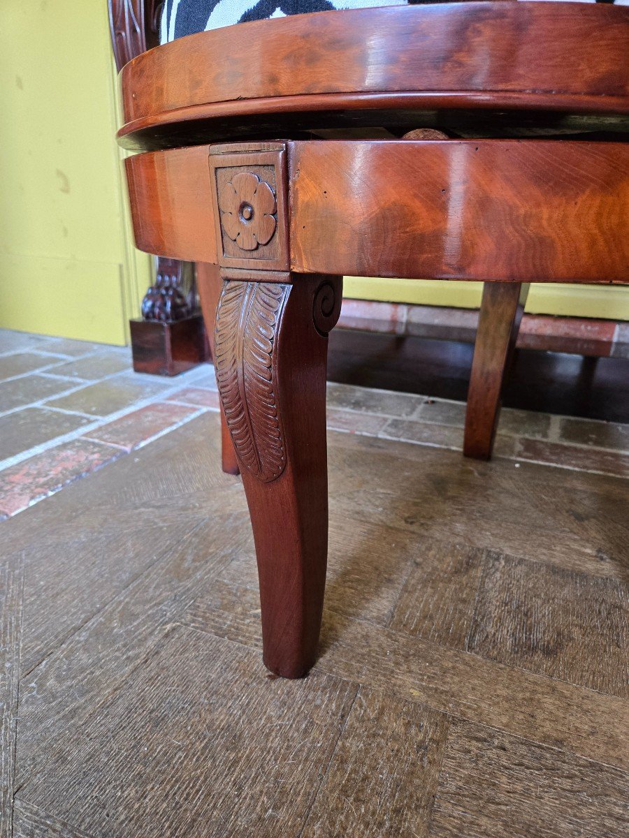 Fauteuil De Bureau à Assise Tournante D’époque Restauration.-photo-4