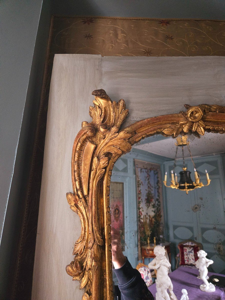 Louis XV Period Carved And Gilded Wood Fireplace Mirror.  -photo-1