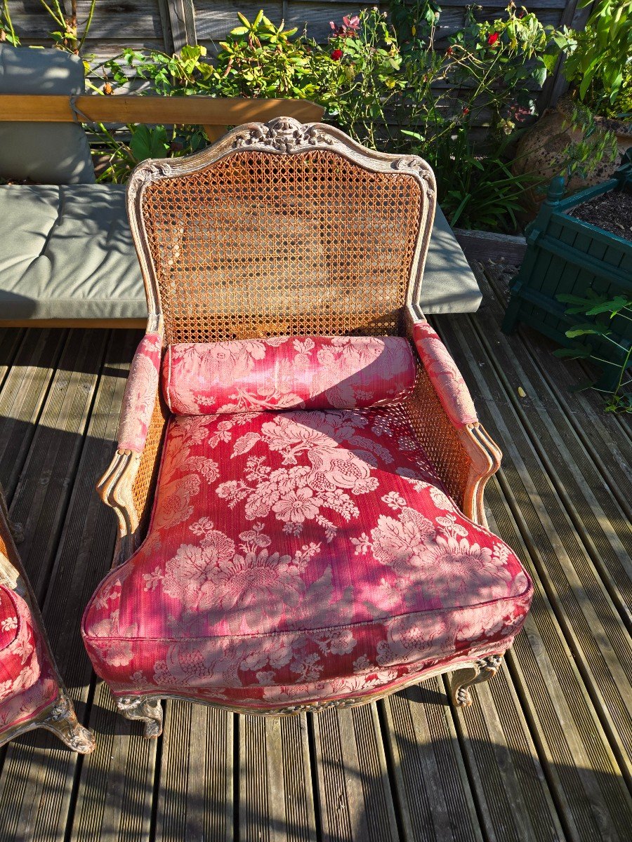 Pair Of Large Louis XV Style Bergeres à La Reine.-photo-3