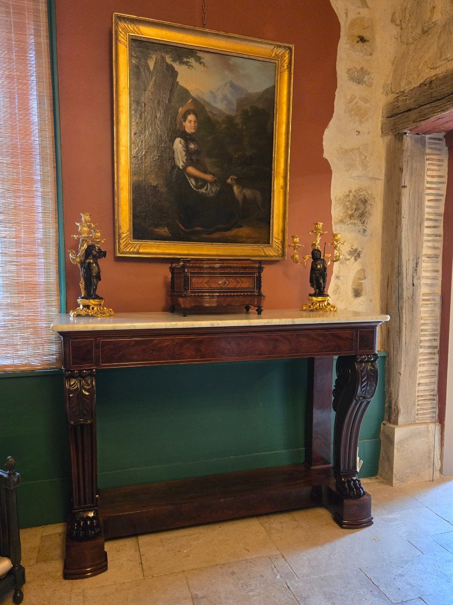 Mahogany Console Attributed To Jacob Frères, With Inventory Number.
