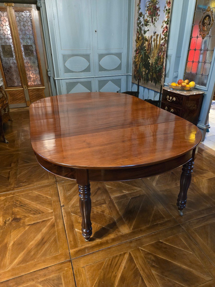 Grande Table De Salle à Manger En Acajou, époque XIXème.-photo-2