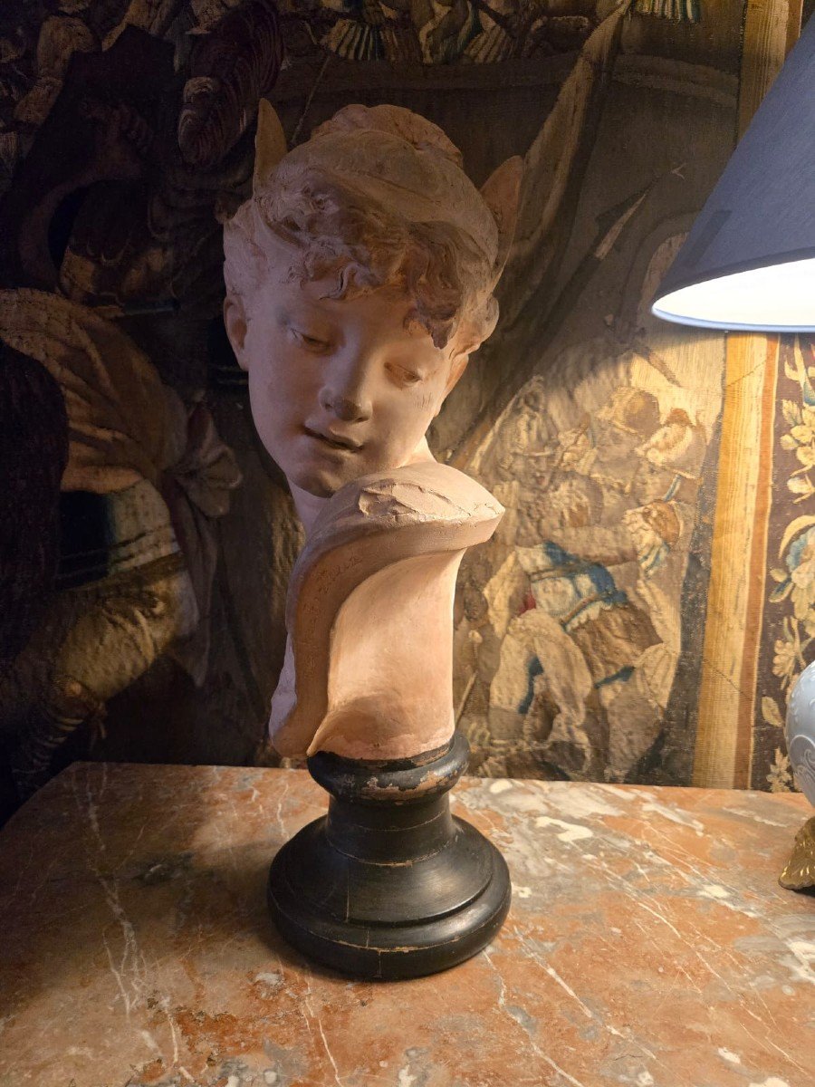 Hélène Bertaux (after) Bust Of Psyche In Terracotta.-photo-4