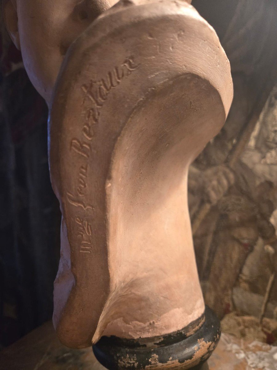 Hélène Bertaux (after) Bust Of Psyche In Terracotta.-photo-3