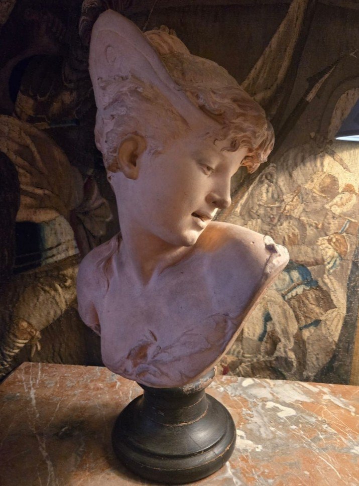 Hélène Bertaux (after) Bust Of Psyche In Terracotta.