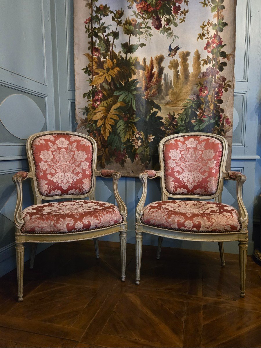 Pair Of Large Cabriolet Armchairs, Late Louis XV Period. 