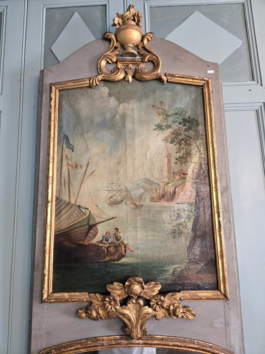 Trumeau With Seaside Painting, 18th Century.  -photo-2