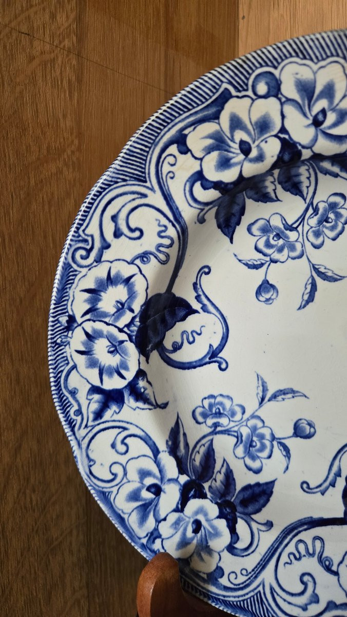 Creil Et Montereau - 12 Flora Model Soup Plates-photo-2
