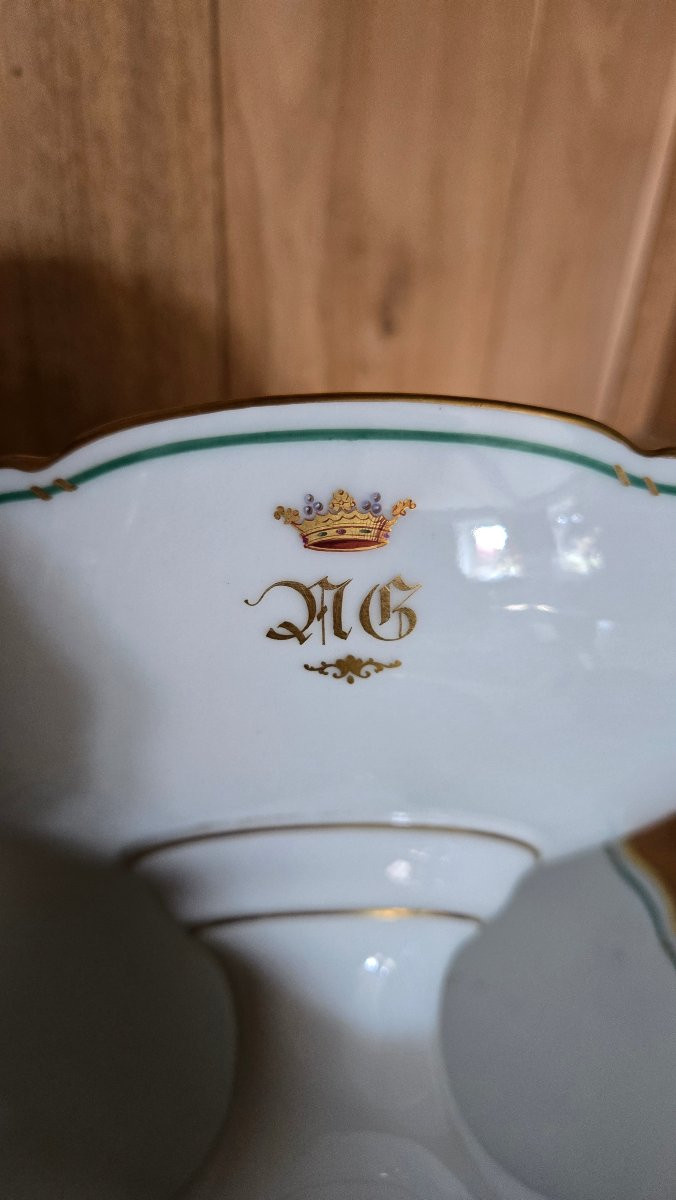 Pair Of Cups On Pedestals, Marquis Crown, 19th Century -photo-2