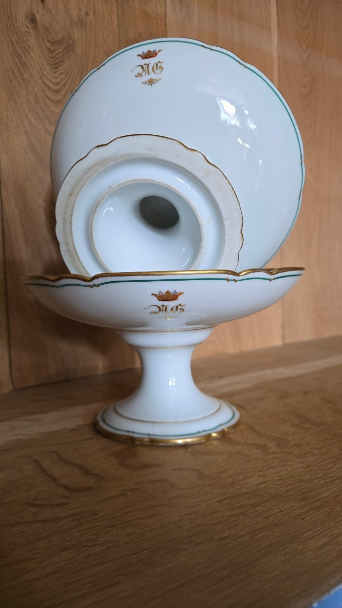 Pair Of Cups On Pedestals, Marquis Crown, 19th Century -photo-3