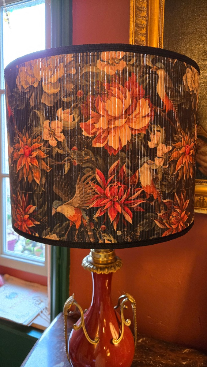 Paire De Lampe En Porcelaine Rouge Et Bronze, XIXeme -photo-7