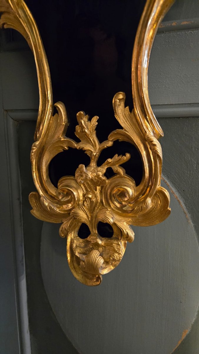 Thermometer, Barometer In Lacquered Wood And Gilt Bronze, Louis XV Style, 19th Century.  -photo-4