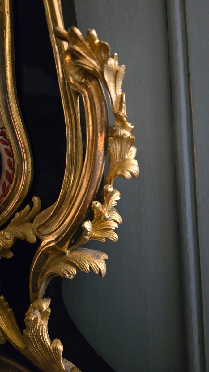 Thermometer, Barometer In Lacquered Wood And Gilt Bronze, Louis XV Style, 19th Century.  -photo-6