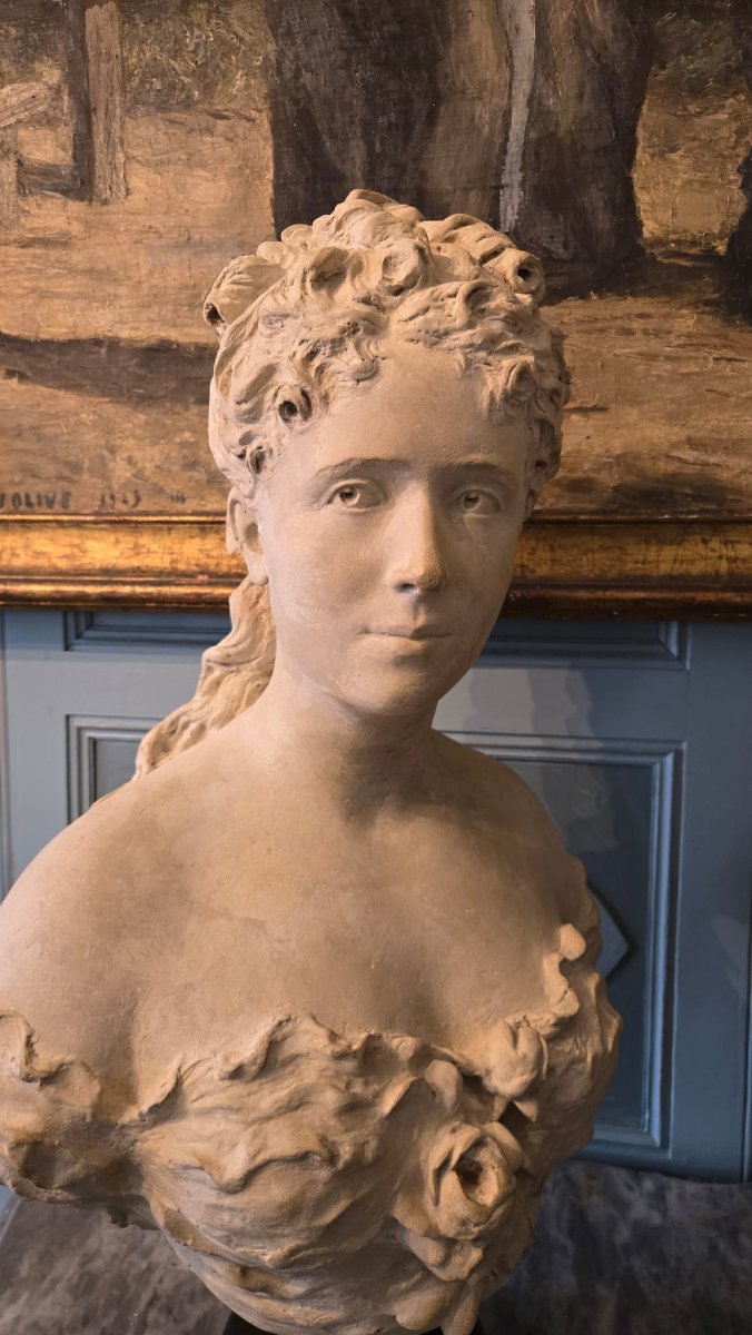 Buste De Jeune Femme, épreuve En Plâtre Patiné, époque Napoléon III.  -photo-6